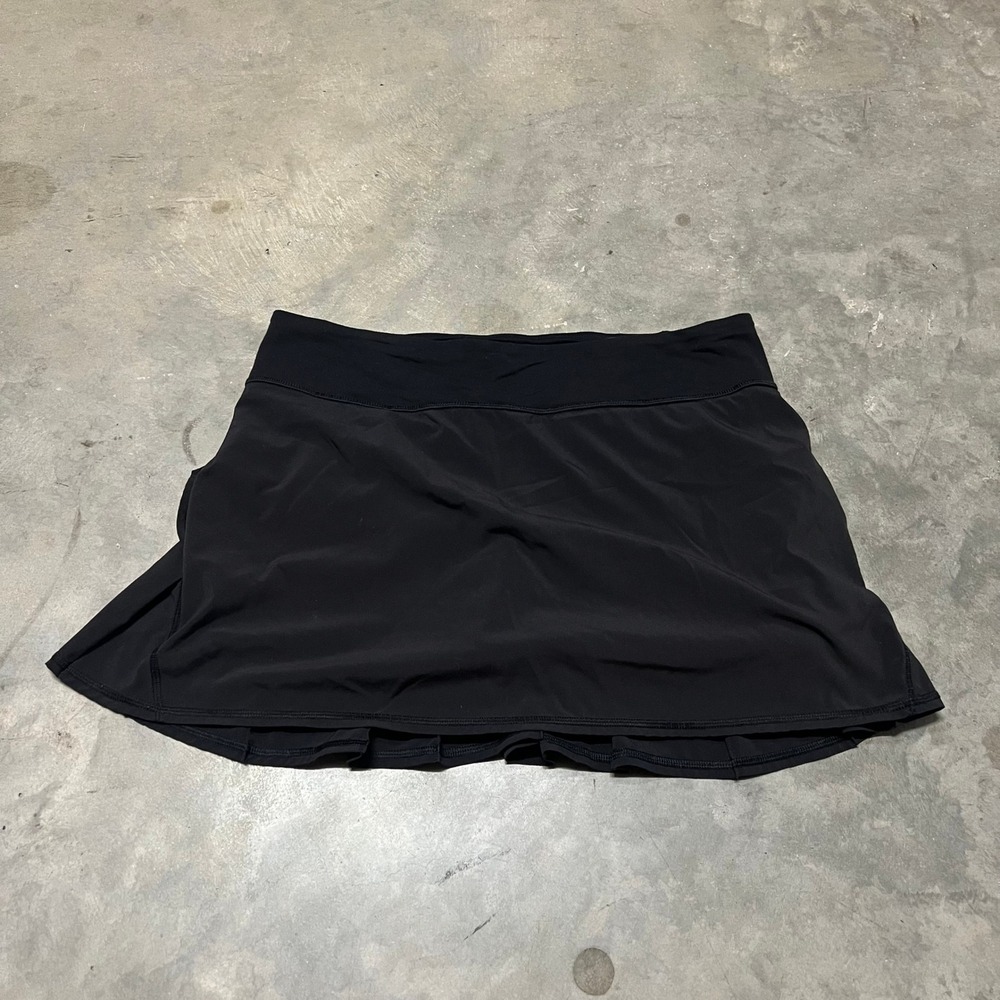 Lululemon Pace Setter Skirt Black Ruffle Athletic Tennis Skort LW8210T Size 8